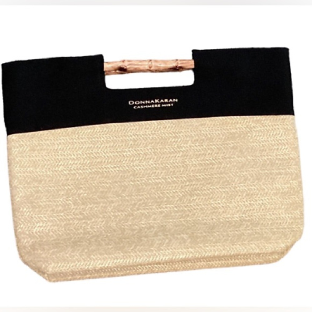 Donna Karan Cashmere Mist Woven Straw Tote Bag